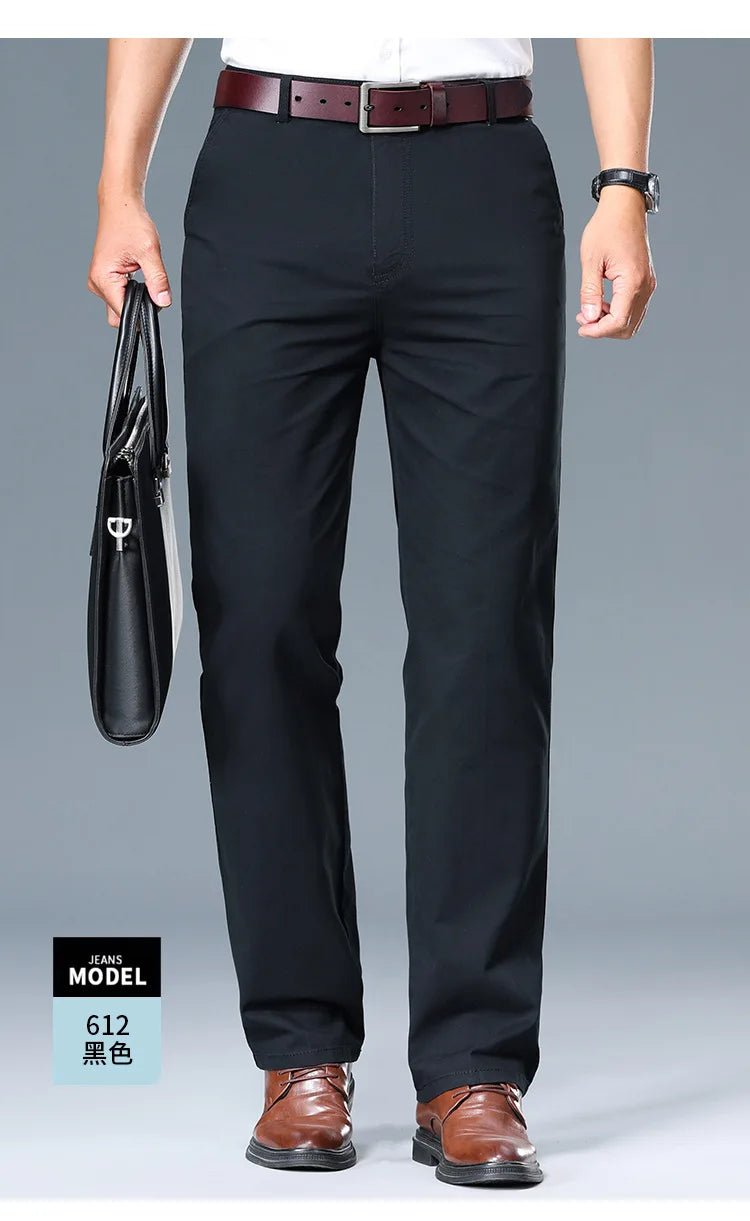 Summer Thin Men's Slim Suit Pants Fashion Business Casual Pants Cotton Green Black Khaki Trousers Male Brand Clothing 29 - 42 - PratSN