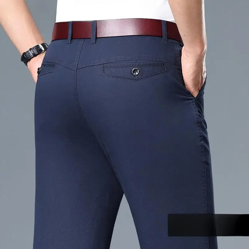 Summer Thin Men's Slim Suit Pants Fashion Business Casual Pants Cotton Green Black Khaki Trousers Male Brand Clothing 29 - 42 - PratSN
