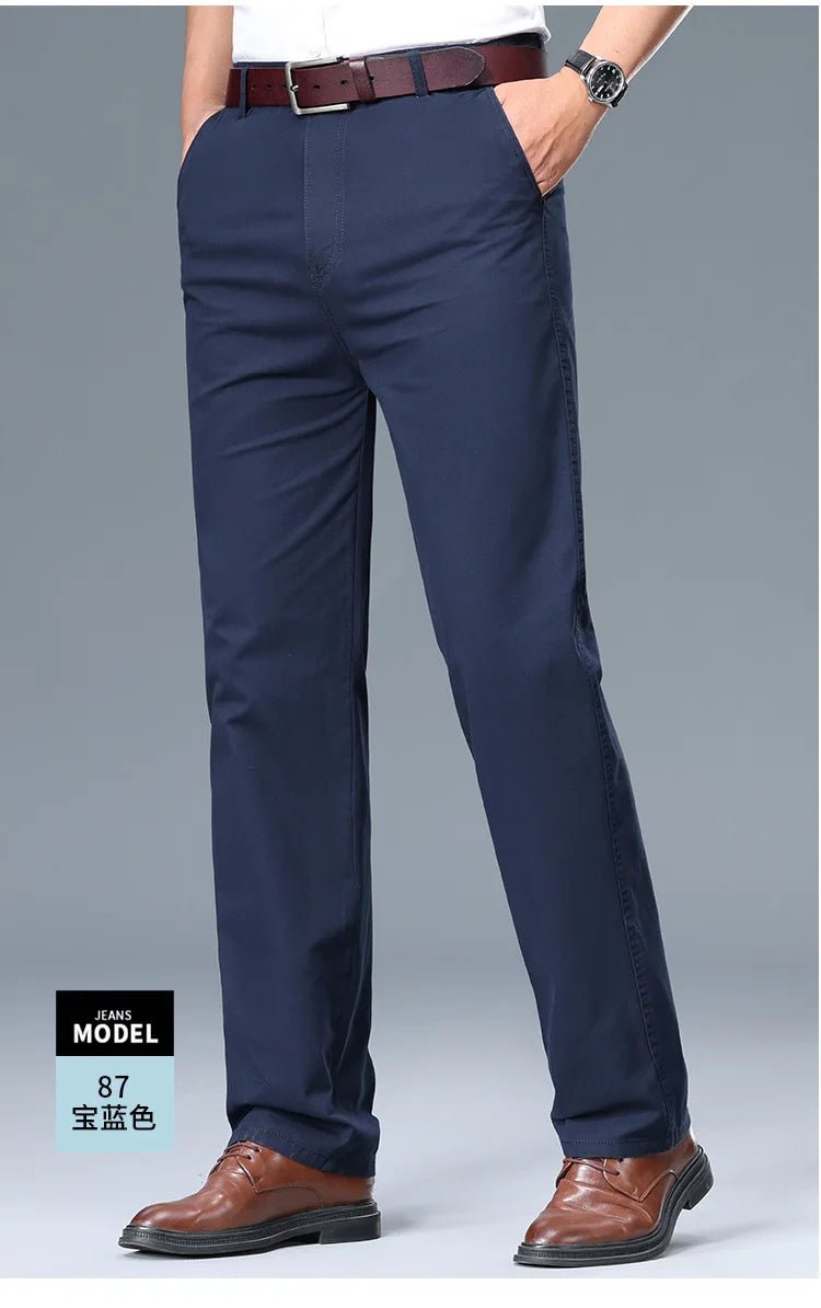 Summer Thin Men's Slim Suit Pants Fashion Business Casual Pants Cotton Green Black Khaki Trousers Male Brand Clothing 29 - 42 - PratSN