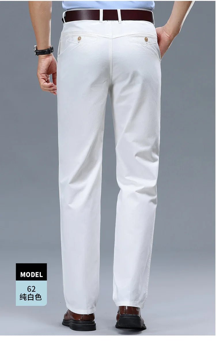 Summer Thin Men's Slim Suit Pants Fashion Business Casual Pants Cotton Green Black Khaki Trousers Male Brand Clothing 29 - 42 - PratSN