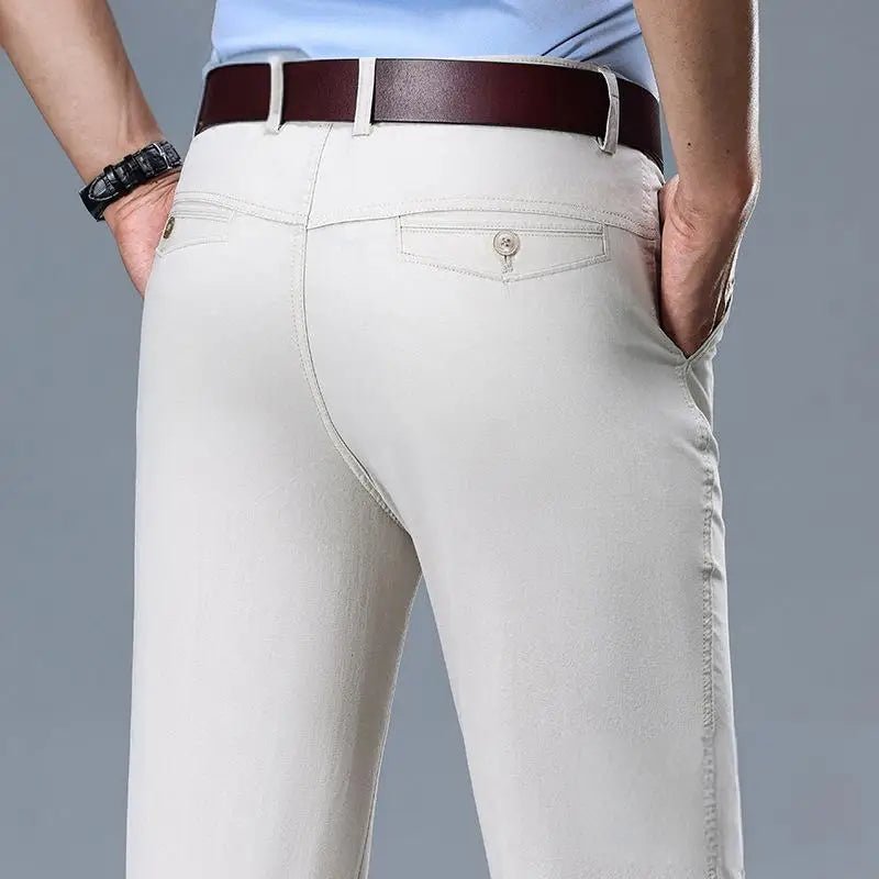 Summer Thin Men's Slim Suit Pants Fashion Business Casual Pants Cotton Green Black Khaki Trousers Male Brand Clothing 29 - 42 - PratSN