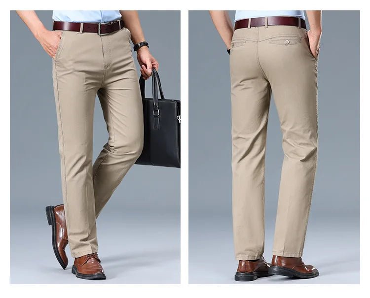 Summer Thin Men's Slim Suit Pants Fashion Business Casual Pants Cotton Green Black Khaki Trousers Male Brand Clothing 29 - 42 - PratSN
