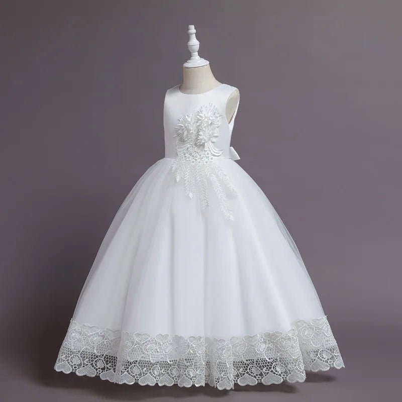 Summer Tulle Flower Girls Dress for Wedding Party Child Princess Pageant Long Gown Kids Dresses for Girls Formal Evening Clothes - PratSN
