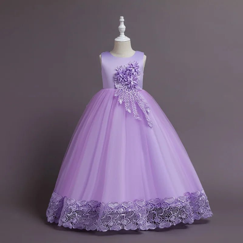 Summer Tulle Flower Girls Dress for Wedding Party Child Princess Pageant Long Gown Kids Dresses for Girls Formal Evening Clothes - PratSN