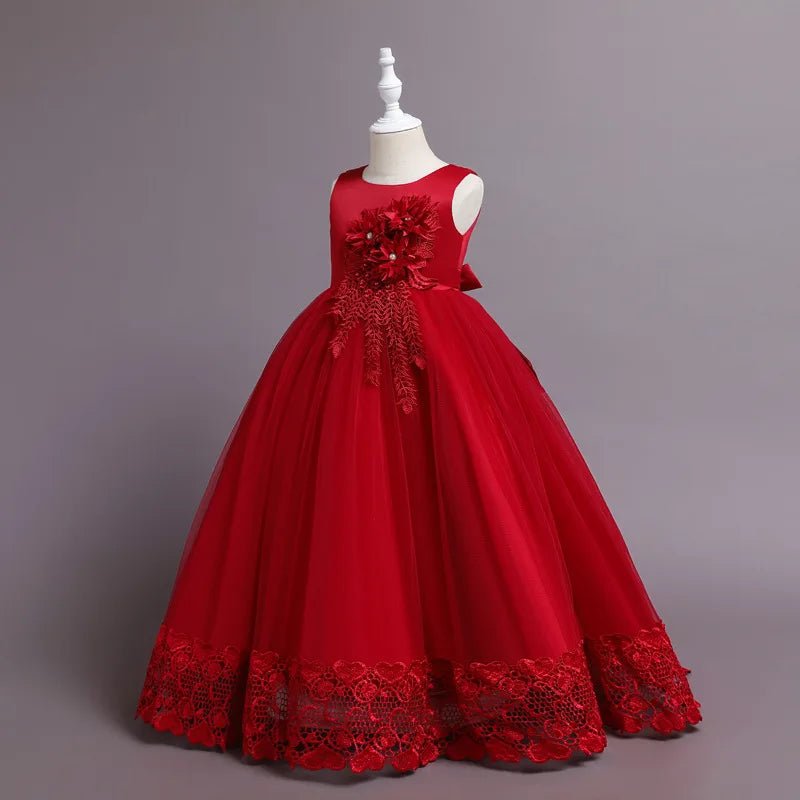 Summer Tulle Flower Girls Dress for Wedding Party Child Princess Pageant Long Gown Kids Dresses for Girls Formal Evening Clothes - PratSN