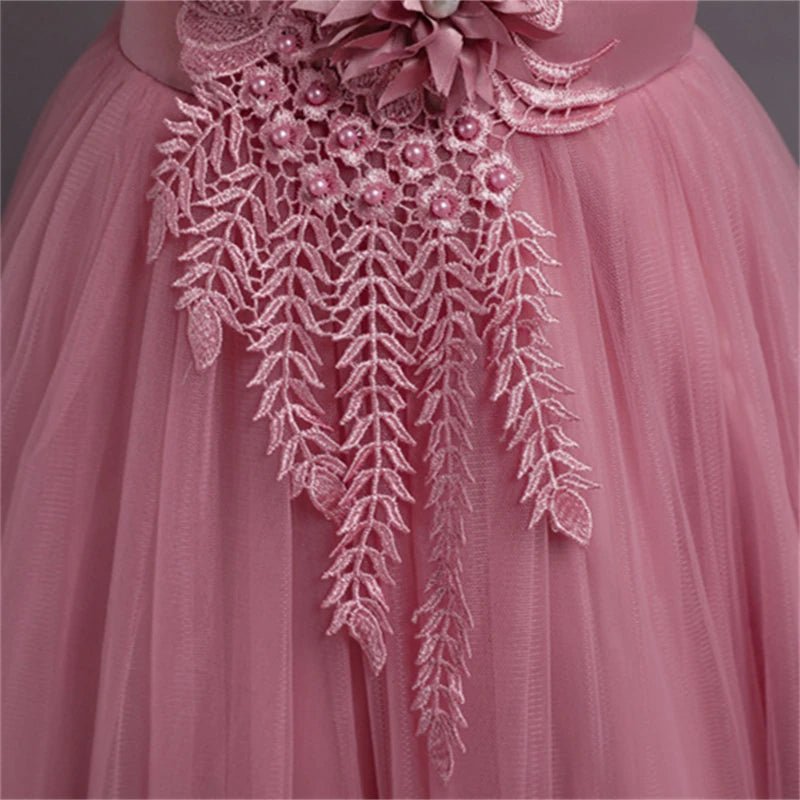 Summer Tulle Flower Girls Dress for Wedding Party Child Princess Pageant Long Gown Kids Dresses for Girls Formal Evening Clothes - PratSN