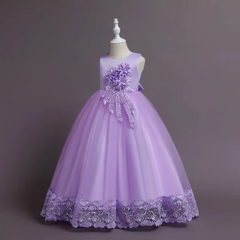 Summer Tulle Flower Girls Dress for Wedding Party Child Princess Pageant Long Gown Kids Dresses for Girls Formal Evening Clothes - PratSN