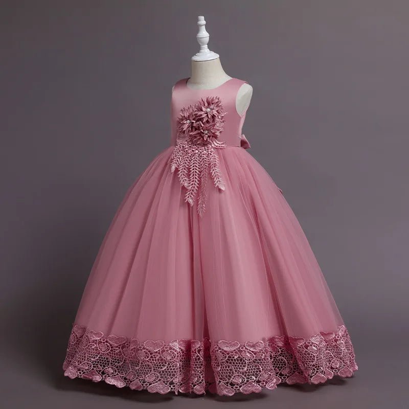 Summer Tulle Flower Girls Dress for Wedding Party Child Princess Pageant Long Gown Kids Dresses for Girls Formal Evening Clothes - PratSN