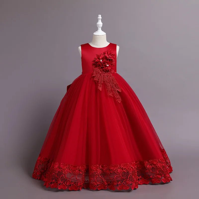 Summer Tulle Flower Girls Dress for Wedding Party Child Princess Pageant Long Gown Kids Dresses for Girls Formal Evening Clothes - PratSN