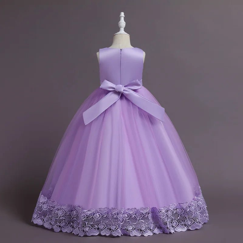 Summer Tulle Flower Girls Dress for Wedding Party Child Princess Pageant Long Gown Kids Dresses for Girls Formal Evening Clothes - PratSN