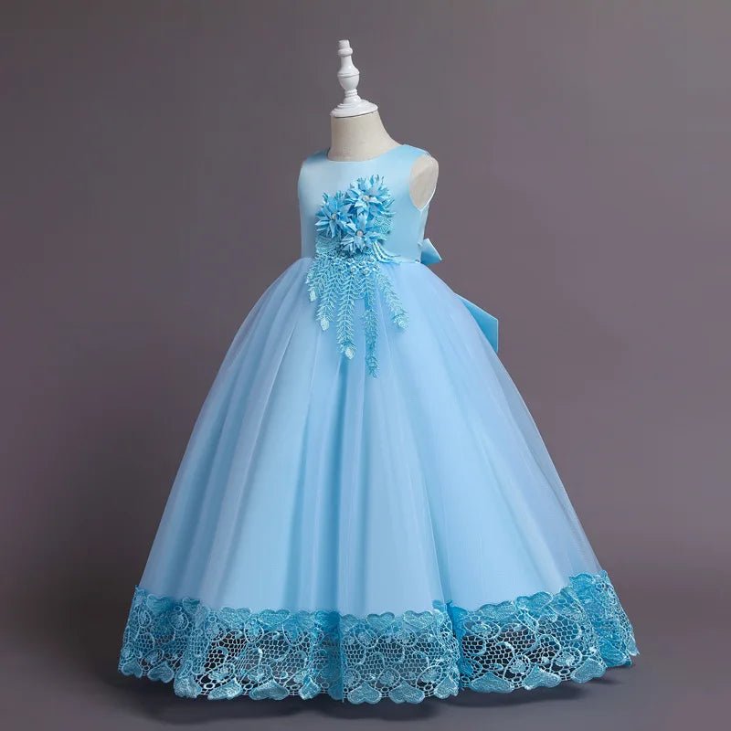Summer Tulle Flower Girls Dress for Wedding Party Child Princess Pageant Long Gown Kids Dresses for Girls Formal Evening Clothes - PratSN