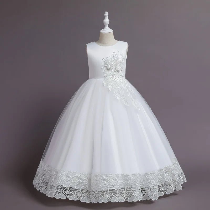 Summer Tulle Flower Girls Dress for Wedding Party Child Princess Pageant Long Gown Kids Dresses for Girls Formal Evening Clothes - PratSN