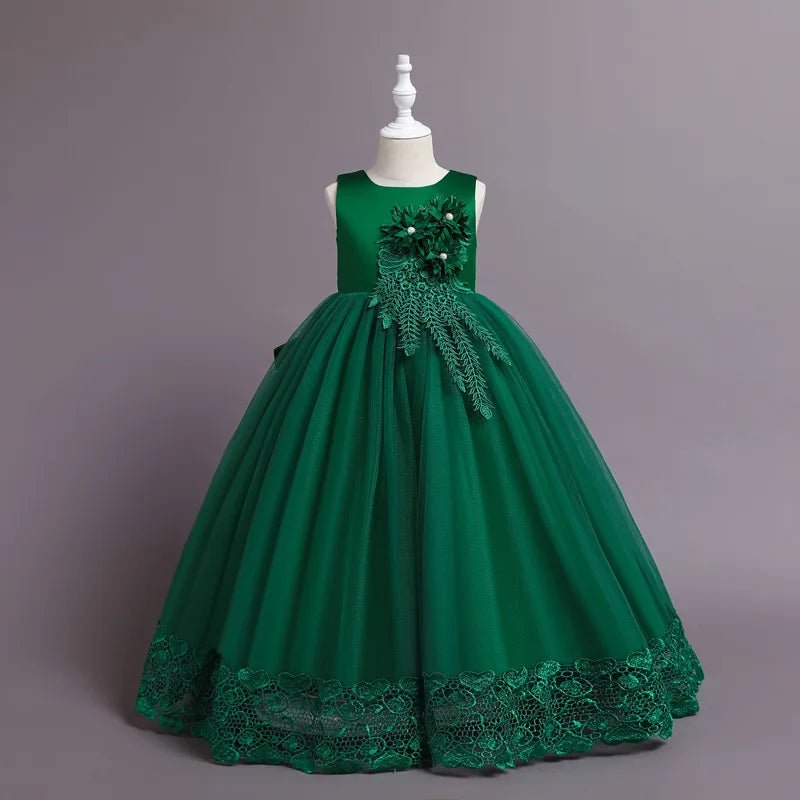 Summer Tulle Flower Girls Dress for Wedding Party Child Princess Pageant Long Gown Kids Dresses for Girls Formal Evening Clothes - PratSN