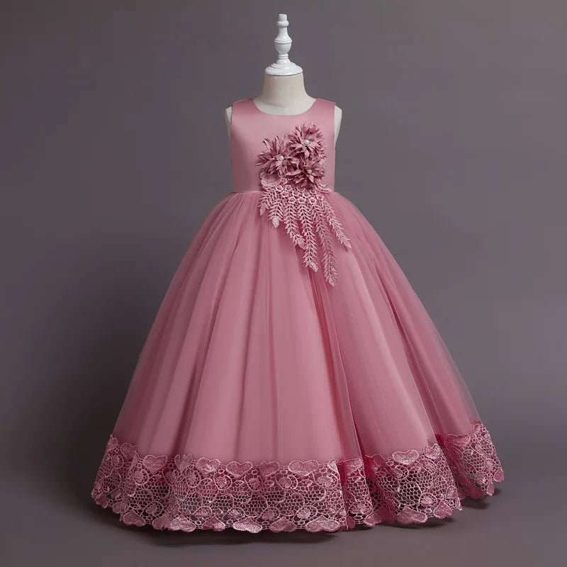 Summer Tulle Flower Girls Dress for Wedding Party Child Princess Pageant Long Gown Kids Dresses for Girls Formal Evening Clothes - PratSN