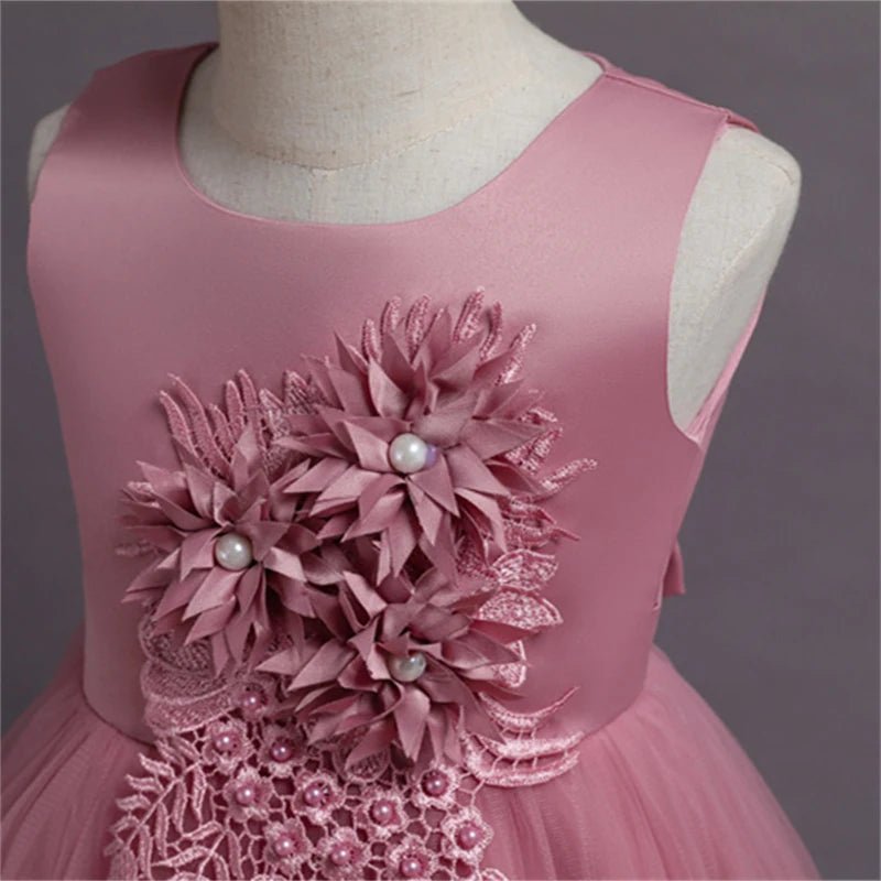 Summer Tulle Flower Girls Dress for Wedding Party Child Princess Pageant Long Gown Kids Dresses for Girls Formal Evening Clothes - PratSN