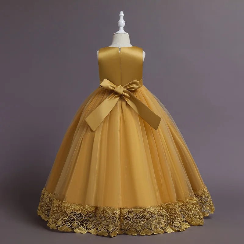 Summer Tulle Flower Girls Dress for Wedding Party Child Princess Pageant Long Gown Kids Dresses for Girls Formal Evening Clothes - PratSN