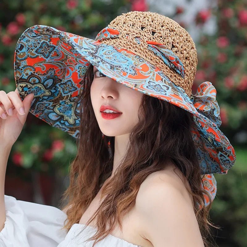 Summer Wide Brim Sun Hat Women Foldable Travel Packable Bucket Hat Japanese UV Sunscreen Cotton Linen Beach Fisherman Hat 여름모자 - PratSN