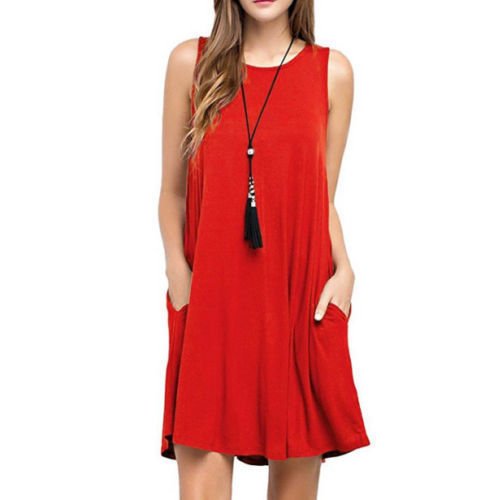 Summer Women Casual Pocket Dress Ladies T Shirt Dresses - PratSN