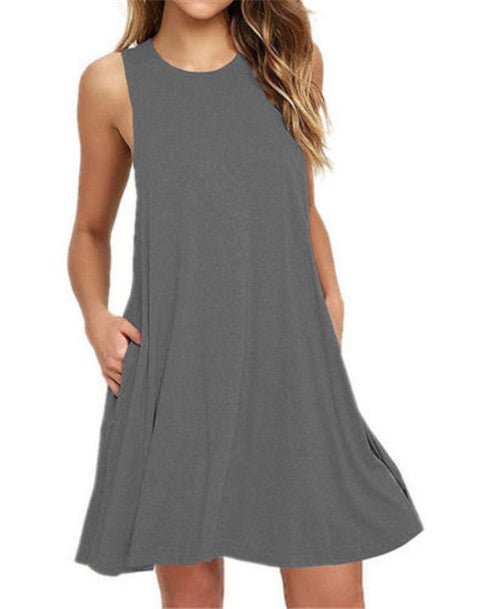 Summer Women Casual Pocket Dress Ladies T Shirt Dresses - PratSN