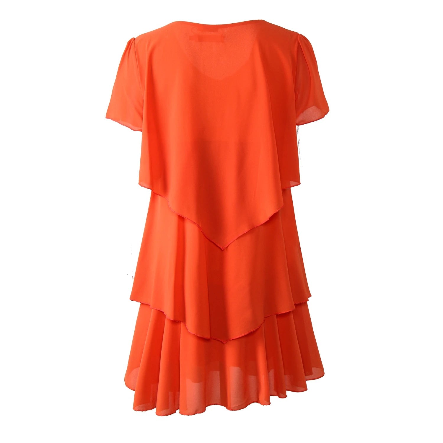 Summer Women Chiffon Cake Dress Cascading Ruffle Diamond Short Sleeves Party Dresses - PratSN