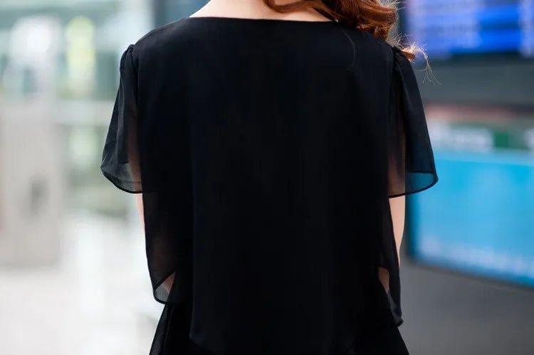 Summer Women Chiffon Cake Dress Cascading Ruffle Diamond Short Sleeves Party Dresses - PratSN