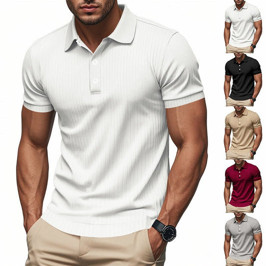 Sunken Stripe Quick - drying Ice Silk Short Sleeve - PratSN