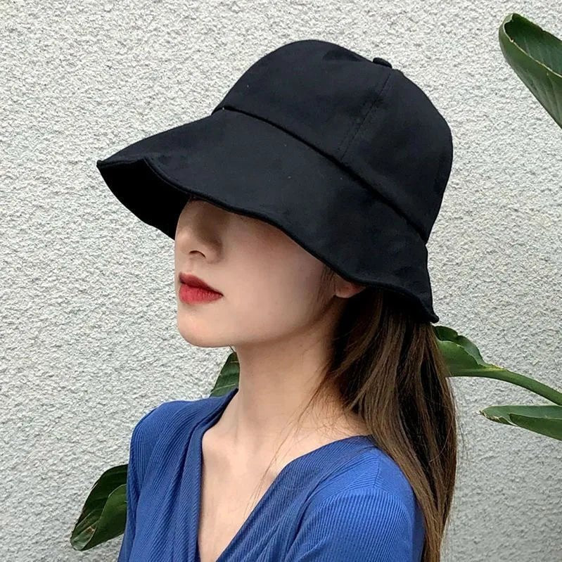 sunshade fisherman hat women's summer sunshade hat Velcro large brim basin hat - PratSN