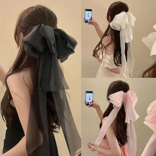 Super Fairy Ribbon Bowknot Hair Clip Princess Sweet Spring Clip High - end Atmosphere Headwear Hair Accessories - PratSN