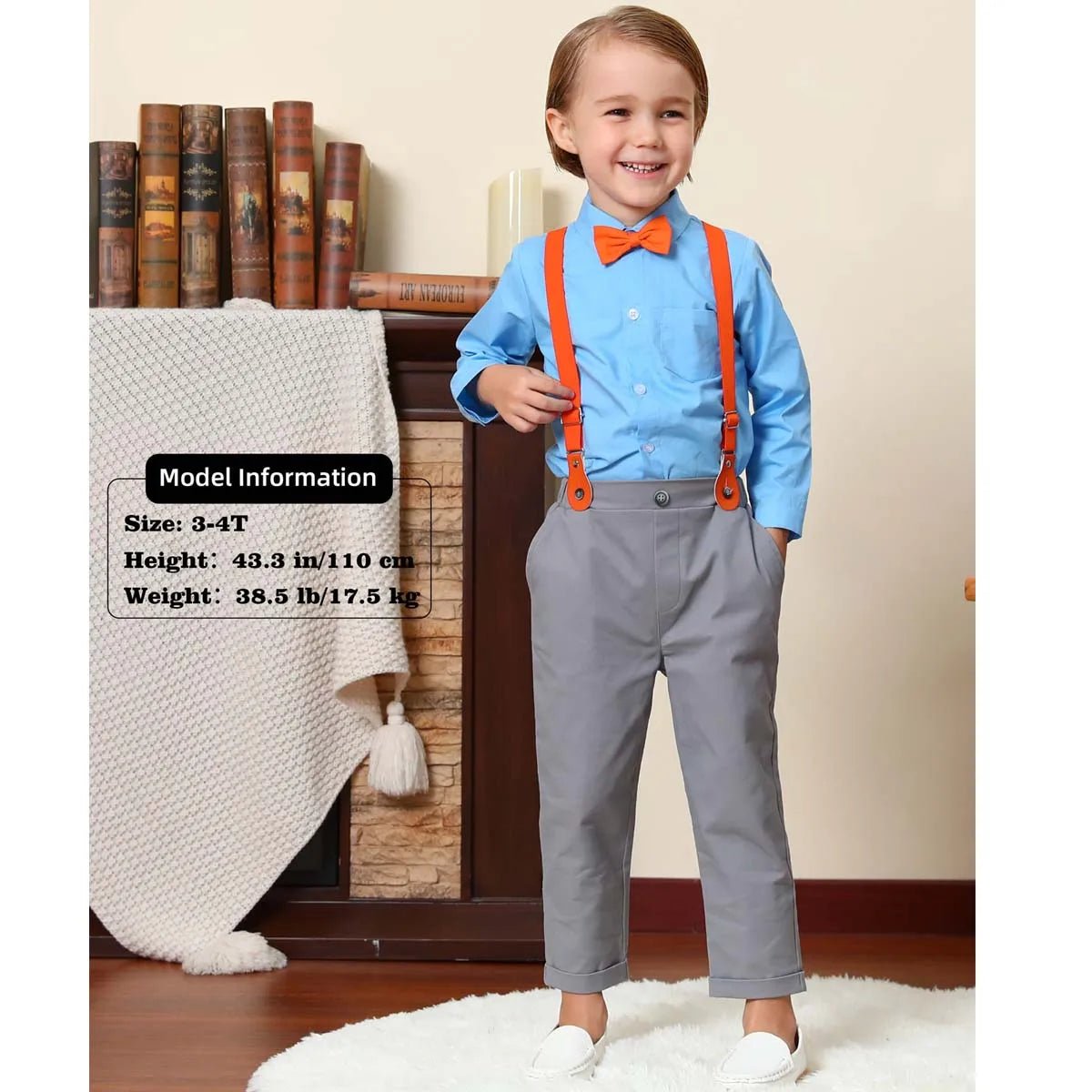 Suspenders Outfits Baby Boys Formal Clothing Sets Wedding Ring Bearer Clothes Kids Plaid Solid Suit Toddler Birthday Pants Set - PratSN