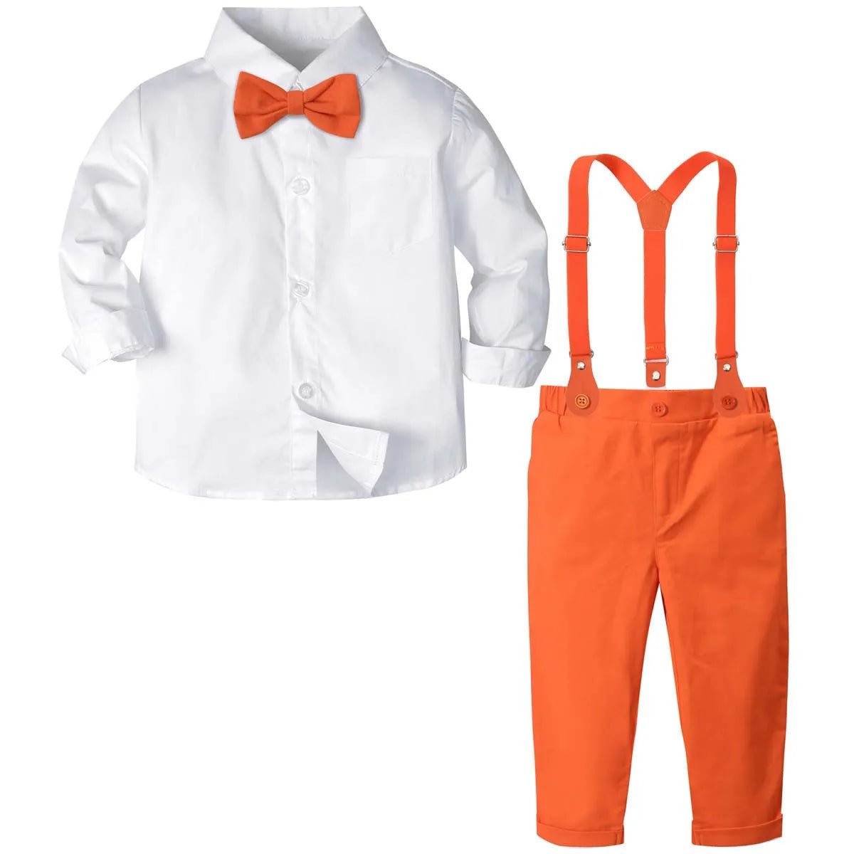 Suspenders Outfits Baby Boys Formal Clothing Sets Wedding Ring Bearer Clothes Kids Plaid Solid Suit Toddler Birthday Pants Set - PratSN
