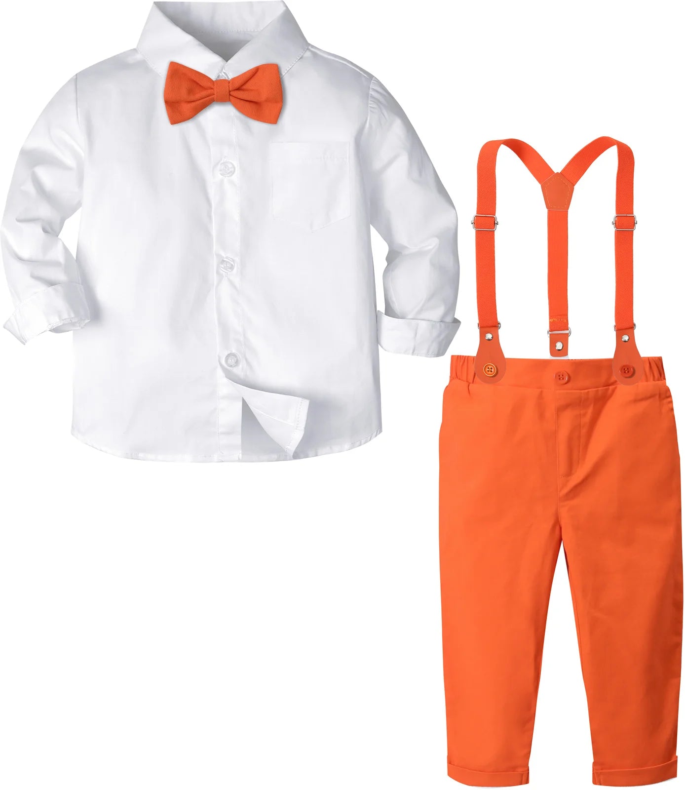 Suspenders Outfits Baby Boys Formal Clothing Sets Wedding Ring Bearer Clothes Kids Plaid Solid Suit Toddler Birthday Pants Set - PratSN