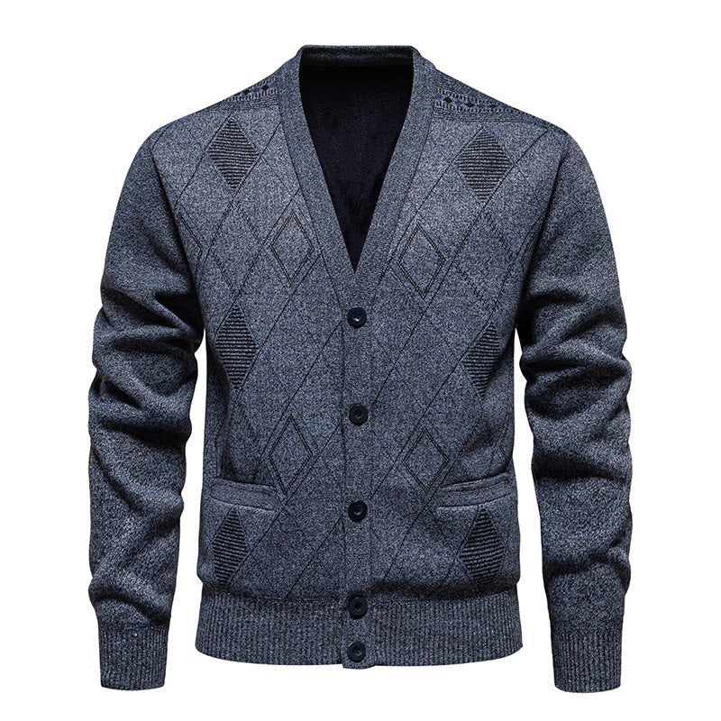Sweater Fleece - lined Padded Cardigan Knitwear Men's Jacket Coat - PratSN