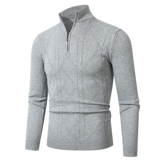 Sweater Men's Casual Stand Collar Long Sleeve Half Zipper Sweater - PratSN
