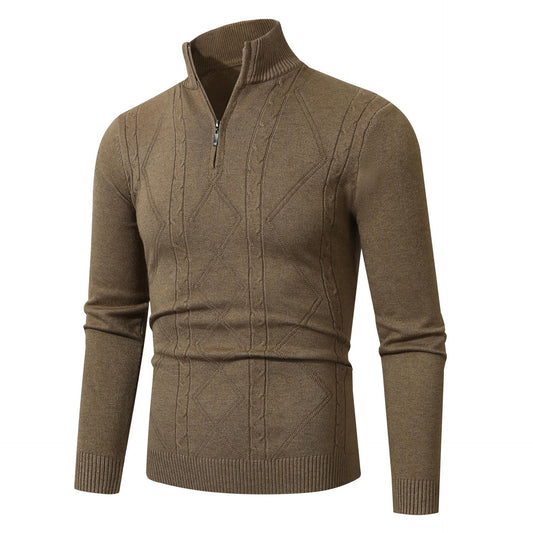 Sweater Men's Casual Stand Collar Long Sleeve Half Zipper Sweater - PratSN