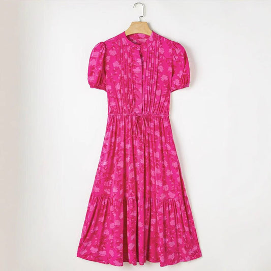 Sweet Floral Print Short Sleeve Dress - PratSN