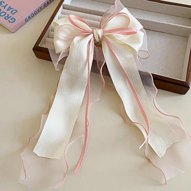Sweet Pink Bow Hairpins Solid Color Big Bowknot Hair Clips Women Girls Soft Satin Barrettes Clip Party Wedding Hair Accessories - PratSN