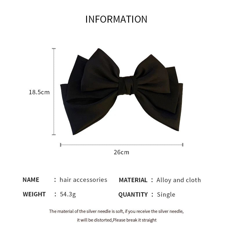 Sweet Pink Bow Hairpins Solid Color Big Bowknot Hair Clips Women Girls Soft Satin Barrettes Clip Party Wedding Hair Accessories - PratSN