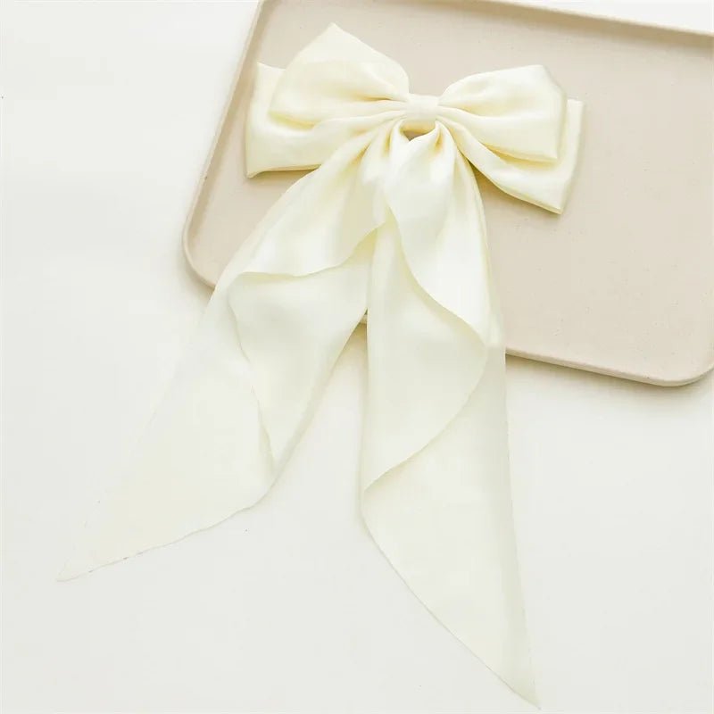 Sweet Pink Bow Hairpins Solid Color Big Bowknot Hair Clips Women Girls Soft Satin Barrettes Clip Party Wedding Hair Accessories - PratSN
