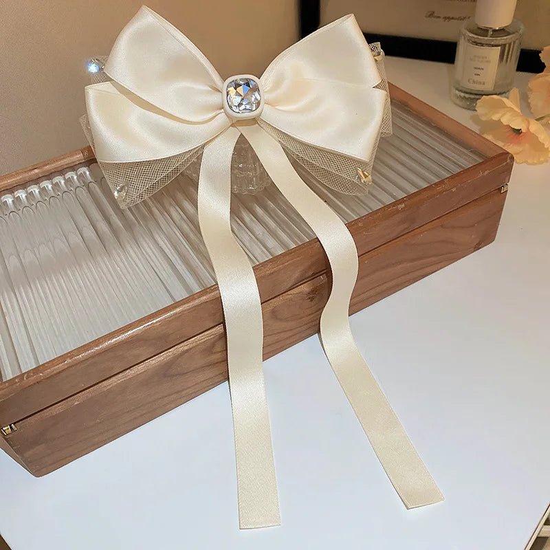 Sweet Pink Bow Hairpins Solid Color Big Bowknot Hair Clips Women Girls Soft Satin Barrettes Clip Party Wedding Hair Accessories - PratSN