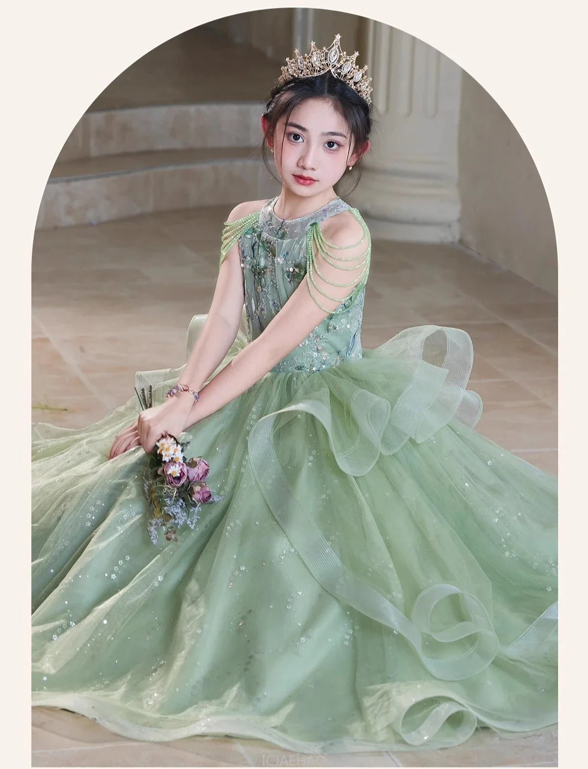 Teen Girl Clothes Green Girls Princess Dress Kids Pageant Host Gown Birthday Party Outfit - PratSN 11-12T / Green Teen Girl Clothes Green Girls Princess Dress Kids Pageant Host Gown Birthday Party Outfit - PratSN 11-12T / Green