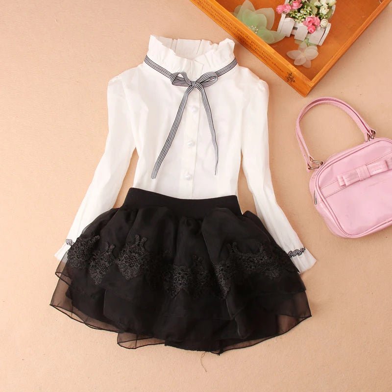 Teenage Girls Clothes Autumn Kids Blue Stripe Blouses Turn - down Collar Full Sleeve Shirt Children Cotton Tops School Girl Blouse - PratSN