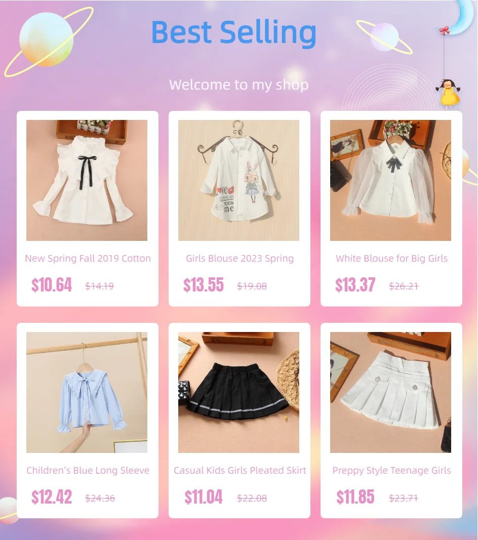 Teenage Girls Clothes Autumn Kids Blue Stripe Blouses Turn - down Collar Full Sleeve Shirt Children Cotton Tops School Girl Blouse - PratSN