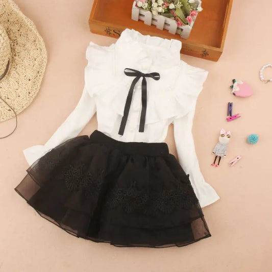 Teenage Girls Clothes Autumn Kids Blue Stripe Blouses Turn - down Collar Full Sleeve Shirt Children Cotton Tops School Girl Blouse - PratSN