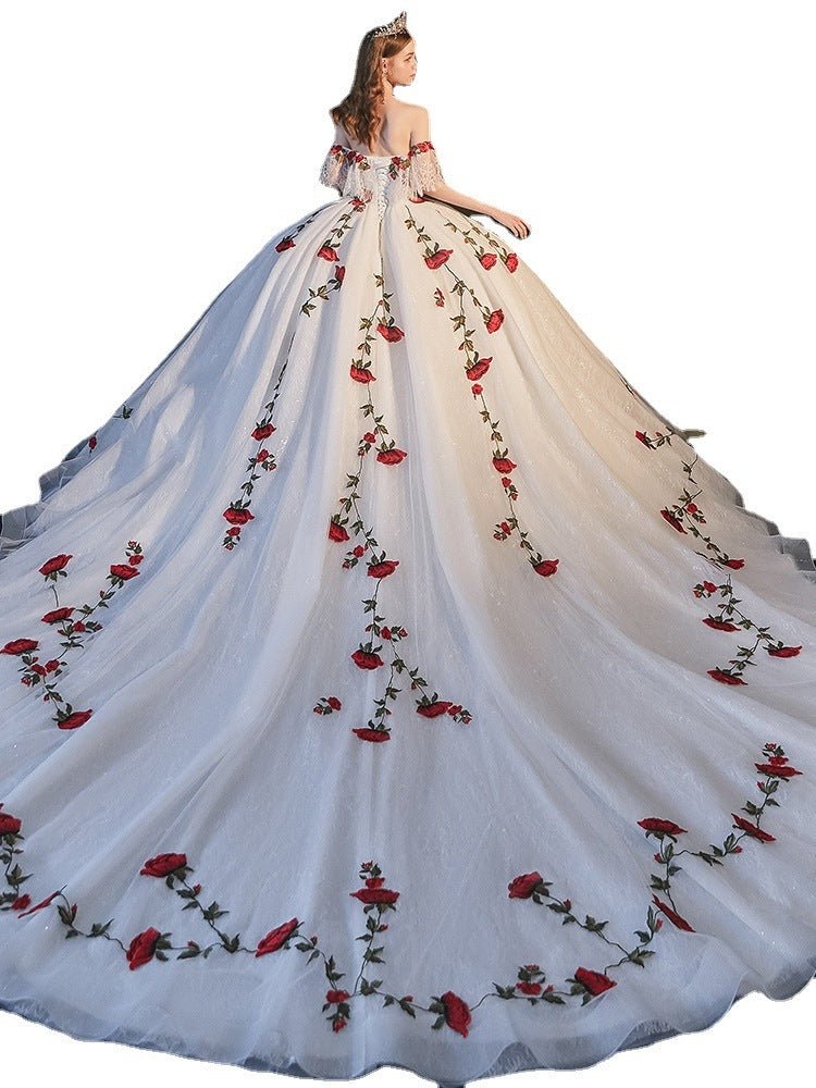 Temperament Bride Bra Trailing Mori Style Wedding Dress - PratSN