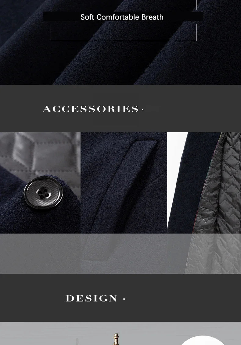 TFETTERS Brand Trench Coat Korean Fashion Business Casual Stand Collar Long Jackets for Men 2025 Autumn Windbreaker Winter Coats - PratSN
