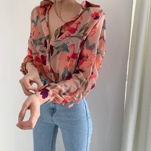 Thin Slim Simple Western Style Long - Sleeved Shirt Women - PratSN
