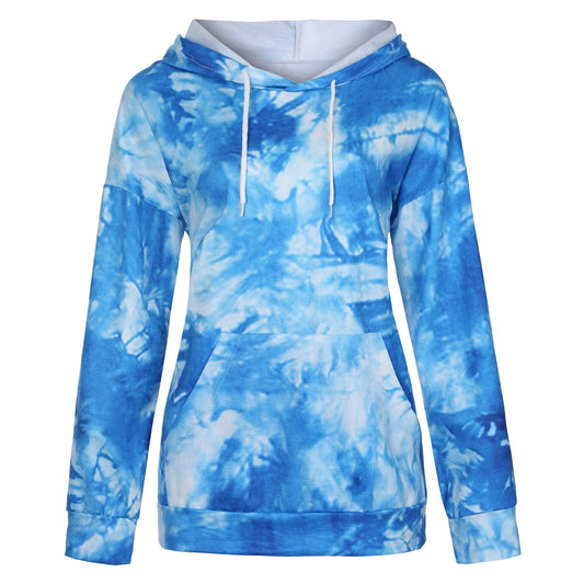 Tie - dye Printed Hooded Long - sleeved Sweatshirt - PratSN