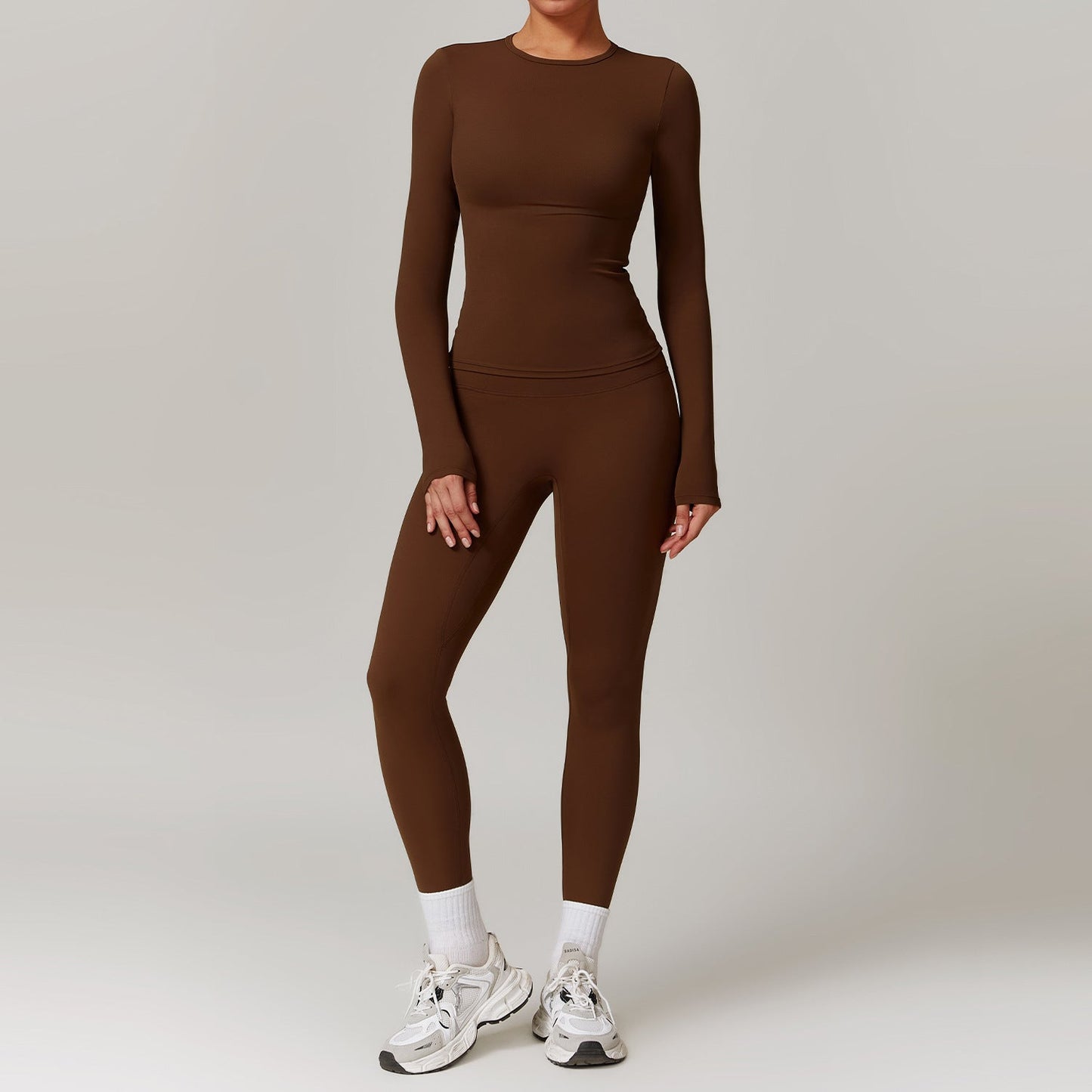 Tight - fitting Brushed Yoga Suit Quick - drying Fitness Clothes Fitness Long Sleeve Tracksuits Sports Suit Gym Top High Waist Leggings Women Sets Yoga Set - PratSN