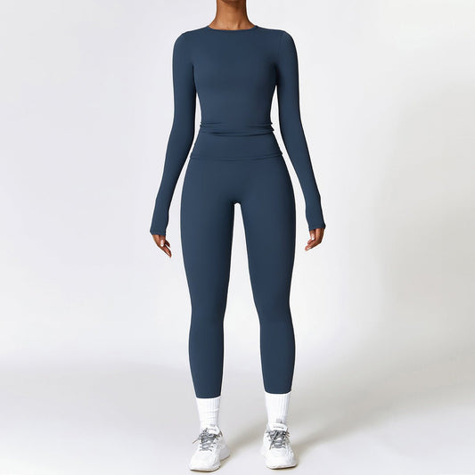 Tight - fitting Brushed Yoga Suit Quick - drying Fitness Clothes Fitness Long Sleeve Tracksuits Sports Suit Gym Top High Waist Leggings Women Sets Yoga Set - PratSN