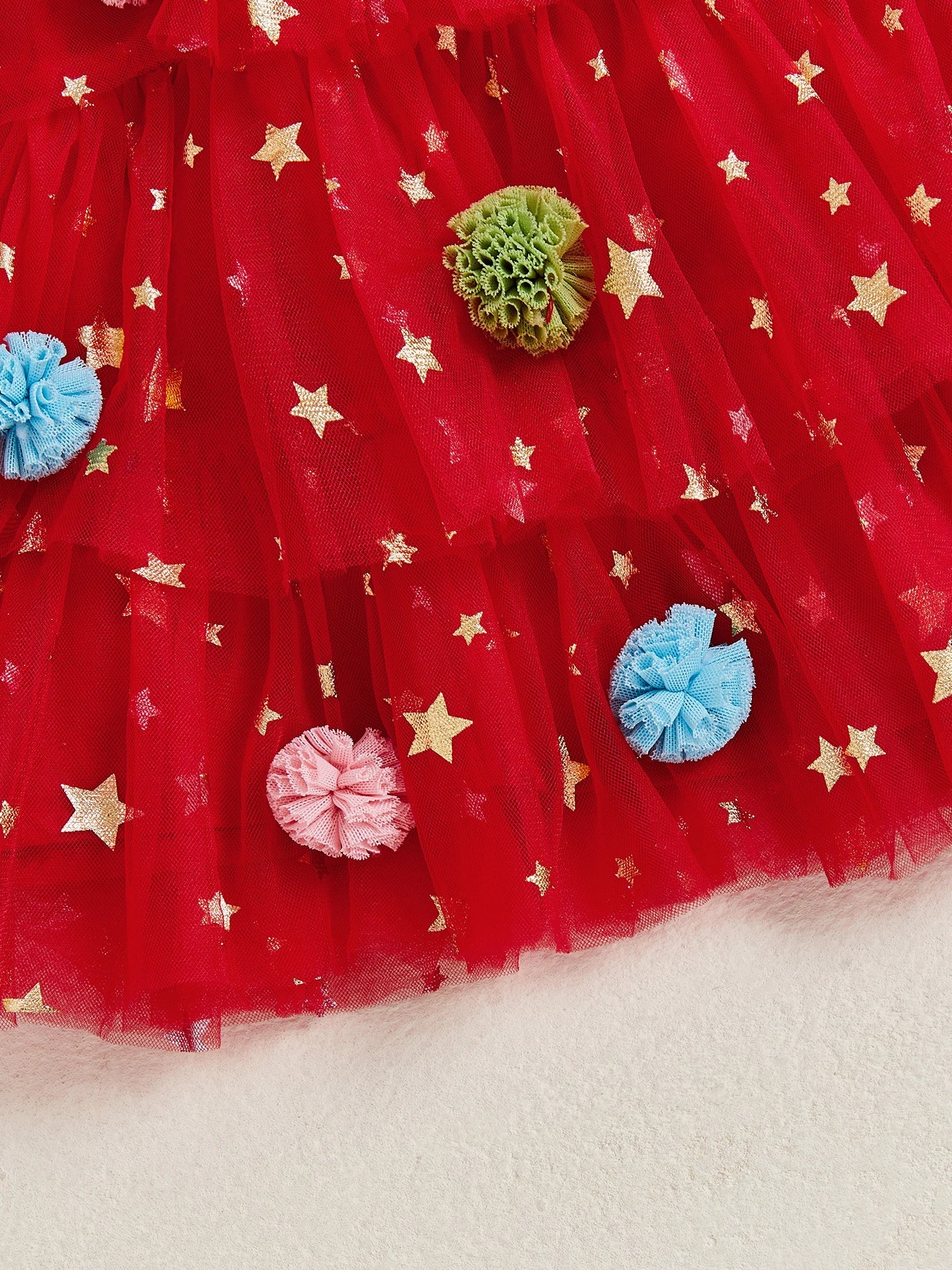 Toddler Baby Girl Christmas Dress Outfit Sleeveless Shiny Stars Tank Dress Layered Tulle Mesh Dresses Xmas - PratSN